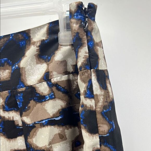 Dana Buchman Blue Black Midi Pleated Silk Skirt - Picture 3 of 5
